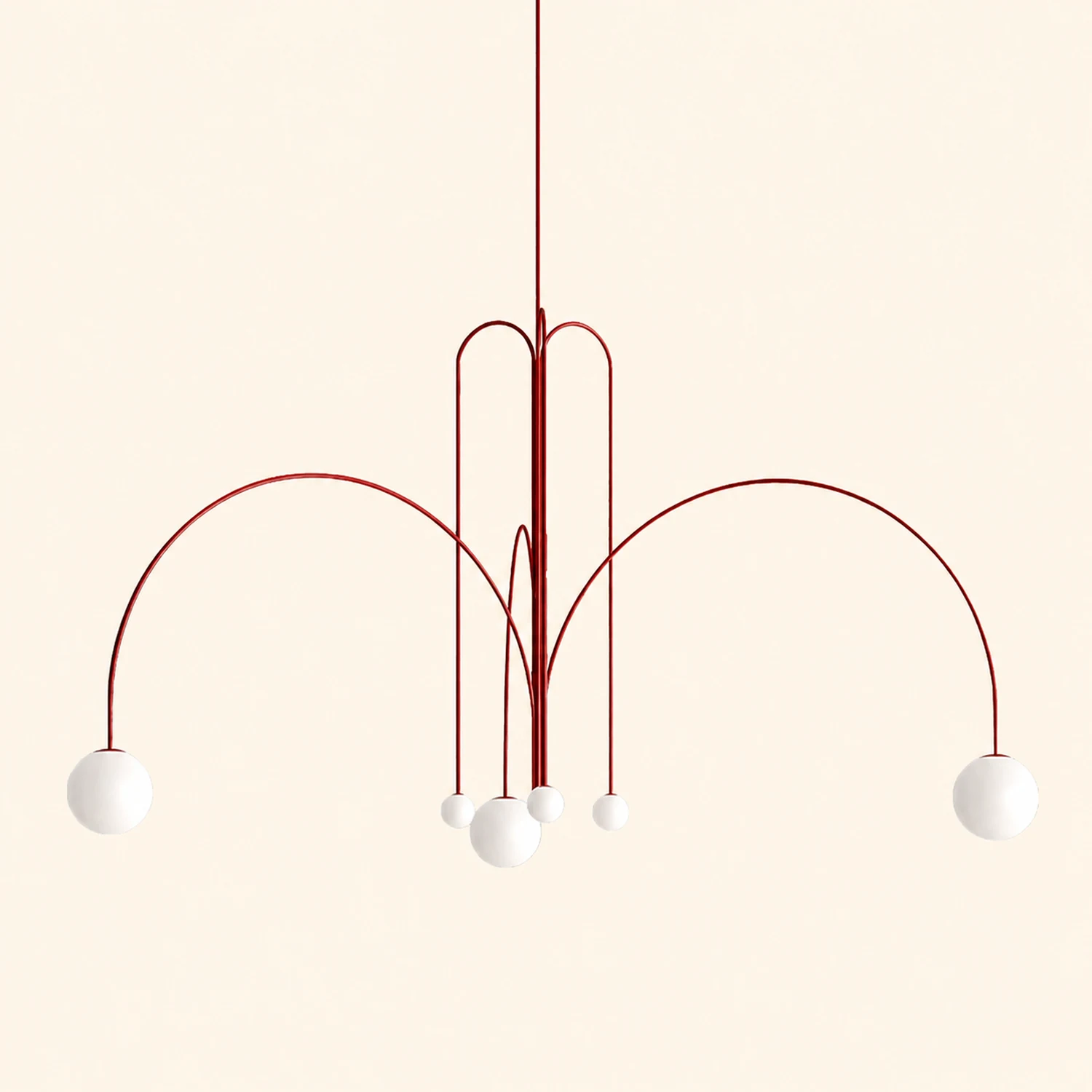 Red Art Deco Long Line Type Metal Pendant Light - Lumpaz