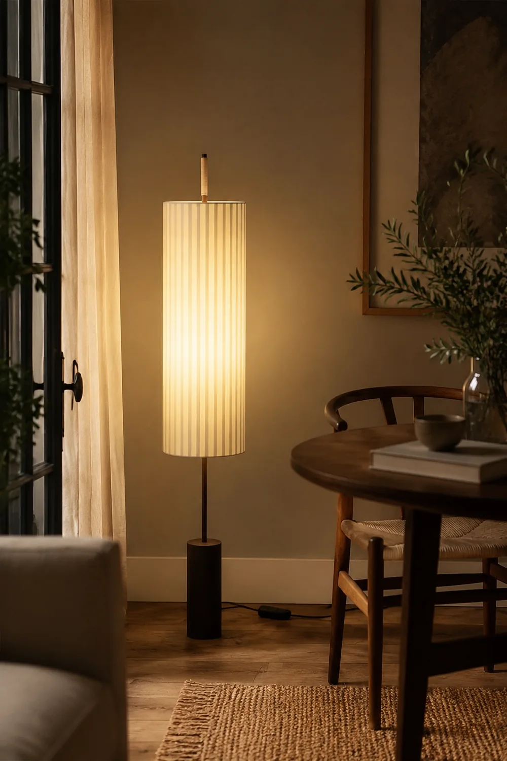 Japanese Style Fabric Wabi Sabi Dorica Floor Lamp - Lumpaz