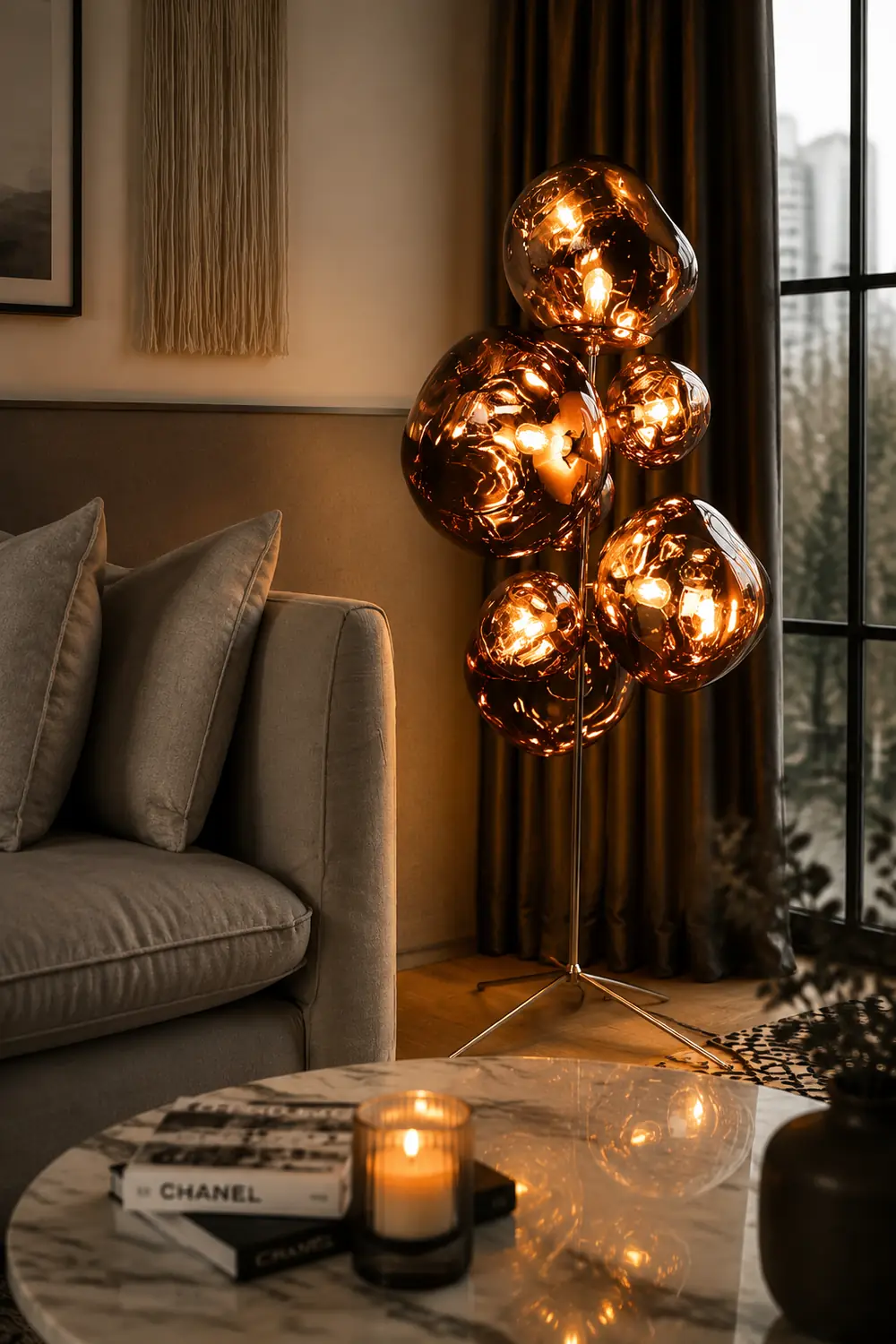 Mirza Stehleuchte 4 Farben, 7 -flammig, ∅38+28CM - Lumpaz