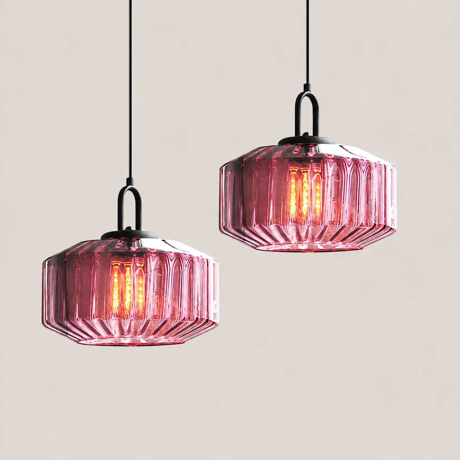 Mid Century Striped Glass Pendant Light - Lumpaz