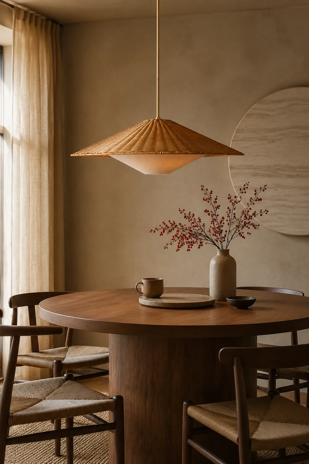 Retro Rattan Handwoven Zen Pendant Light - Lumpaz