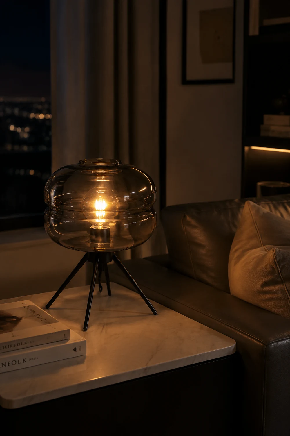 Modern Designer Glass Shade Table Lamp - Lumpaz