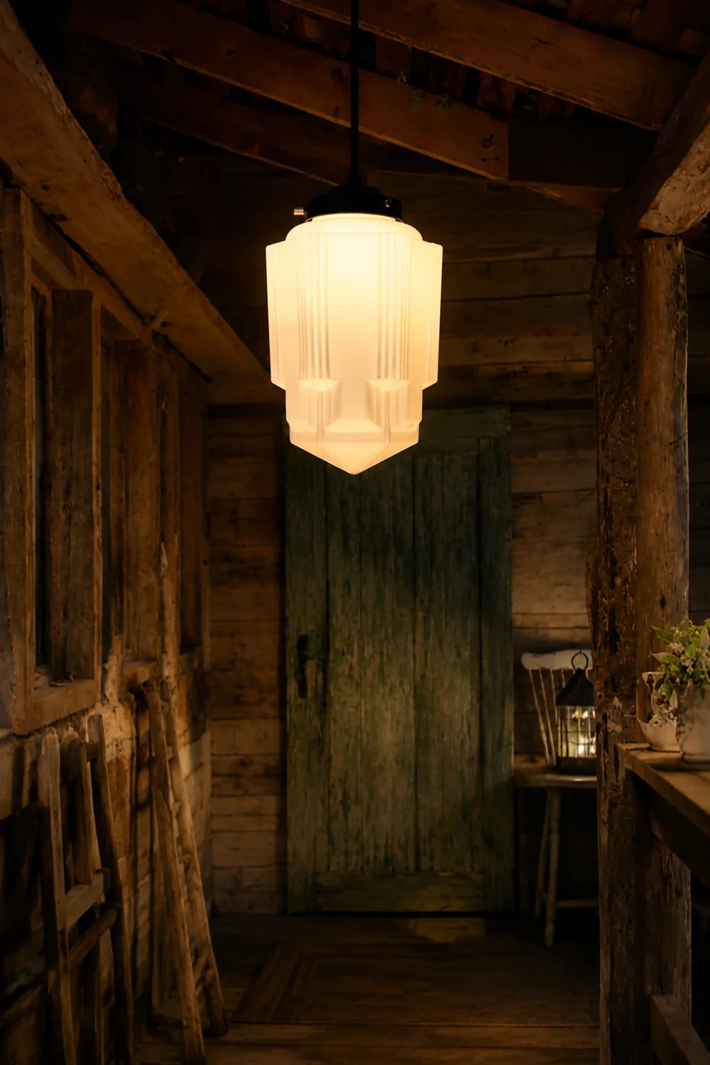 Retro Milk White Glass Geometric Jar Pendant Light - Lumpaz