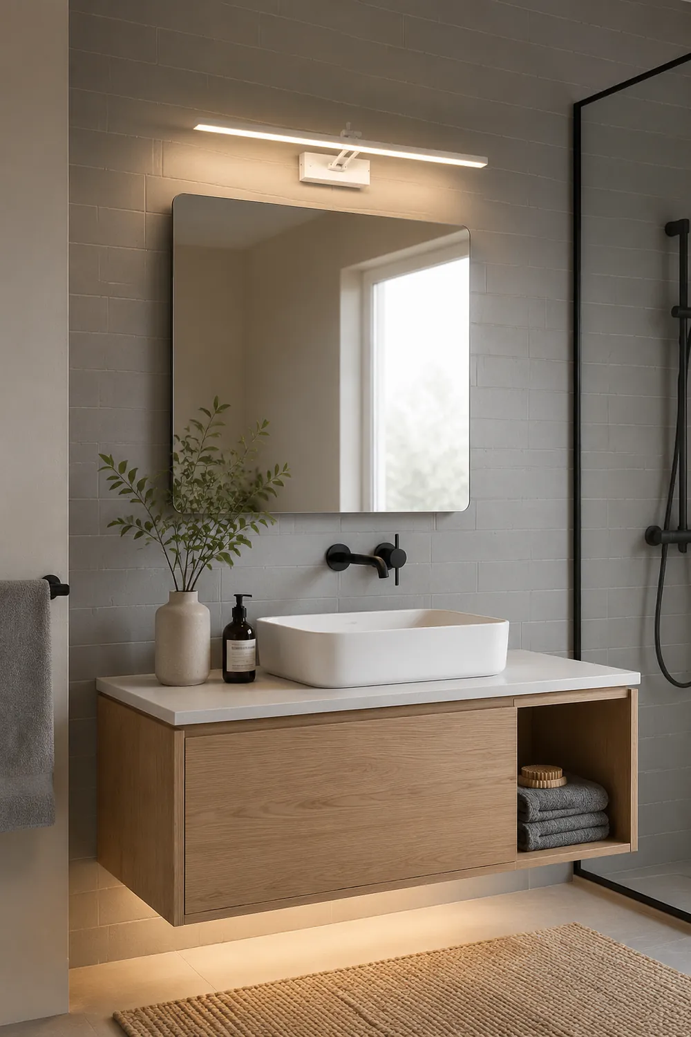 Edge Spiegelfront Waschtisch-Wandleuchte, 2 Farbe, L40/50/60/70CM - Lumpaz