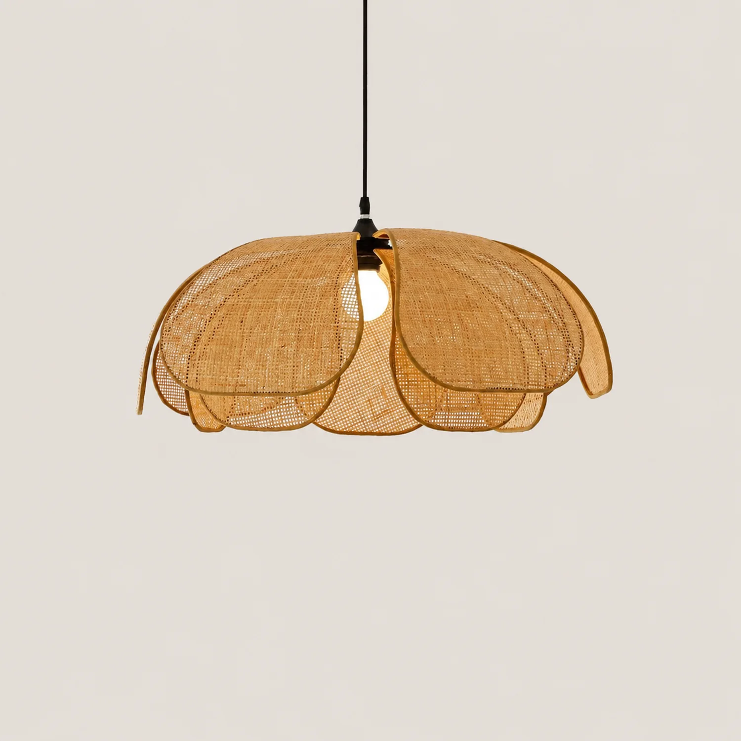 Rattan Petal Rustic Lamp Shade Pendant Light - Lumpaz