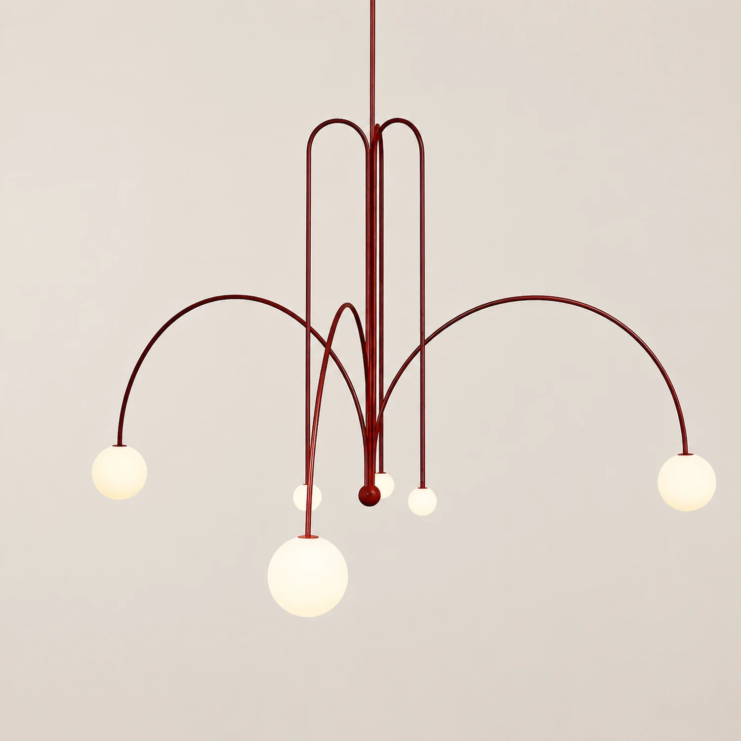 Red Art Deco Long Line Type Metal Pendant Light - Lumpaz