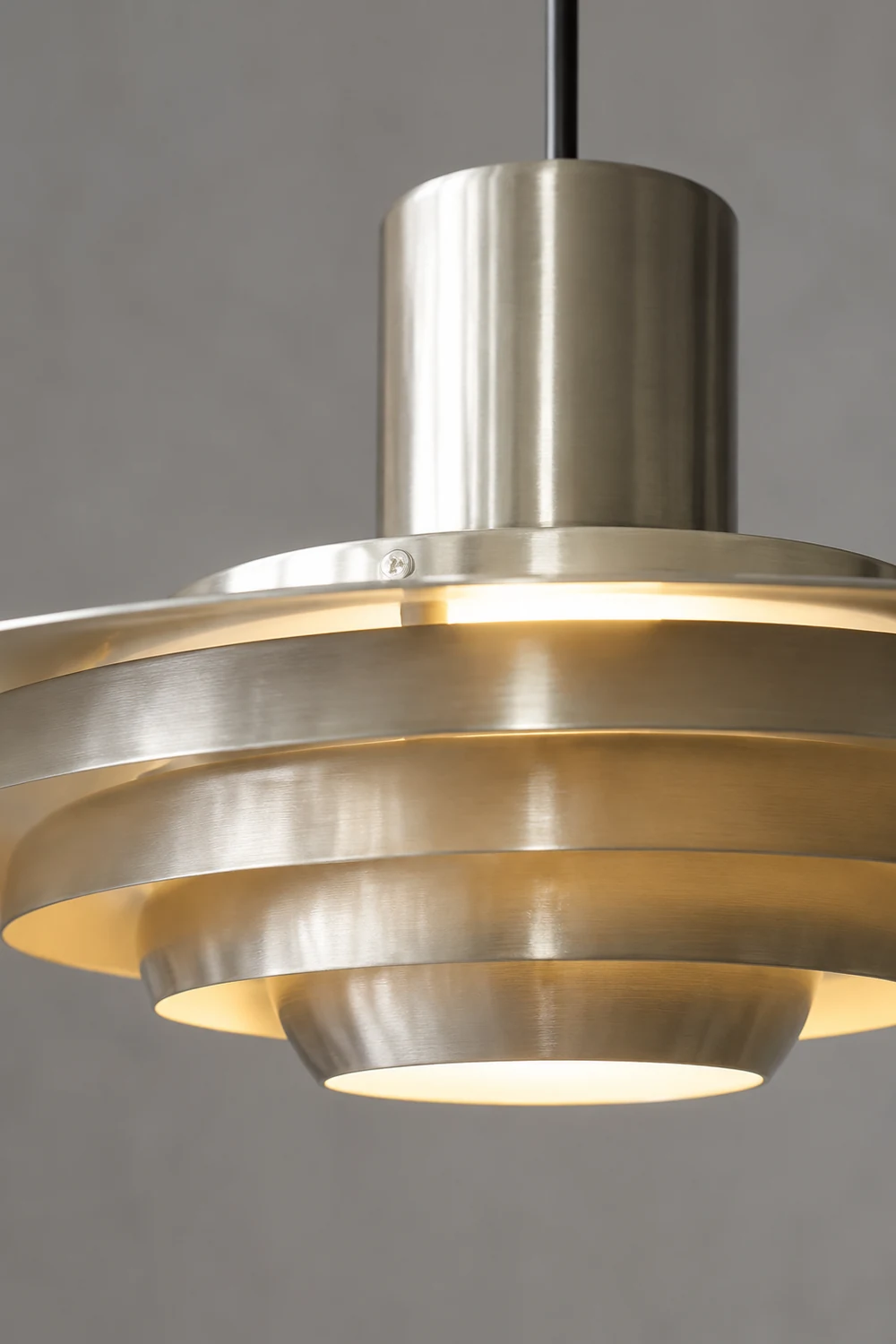 Large Brass Mid Century Modern Hanging Lamp Pendant Light - Lumpaz
