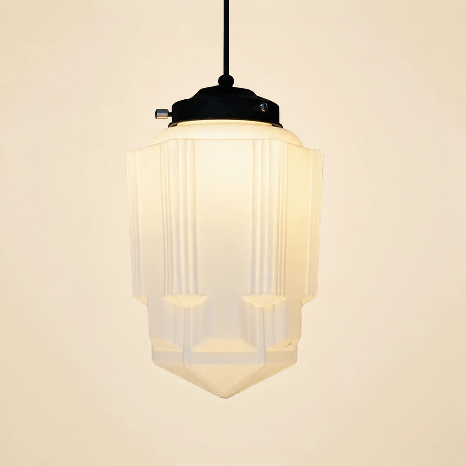 Retro Milk White Glass Geometric Jar Pendant Light - Lumpaz