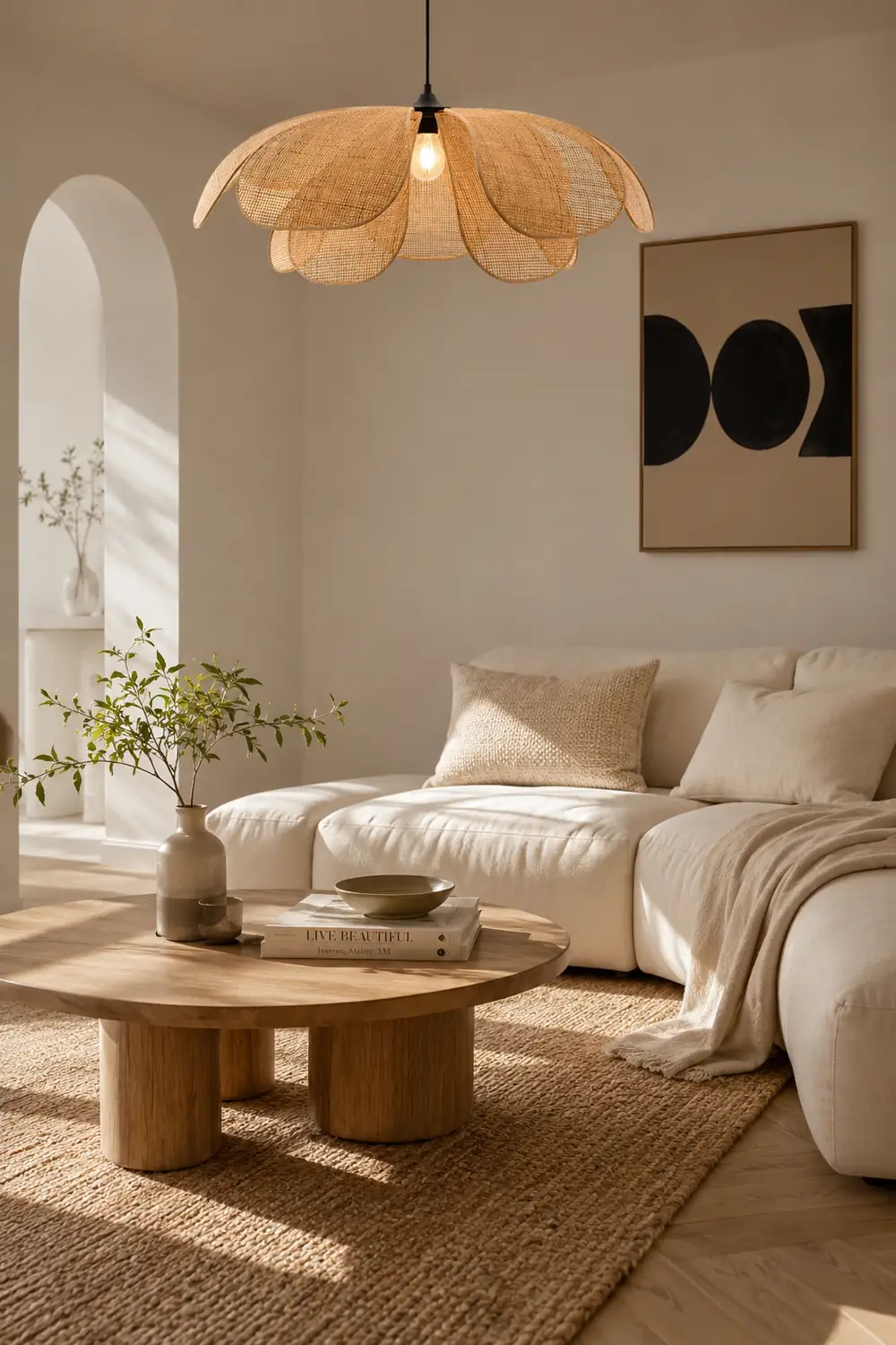Rattan Petal Rustic Lamp Shade Pendant Light - Lumpaz