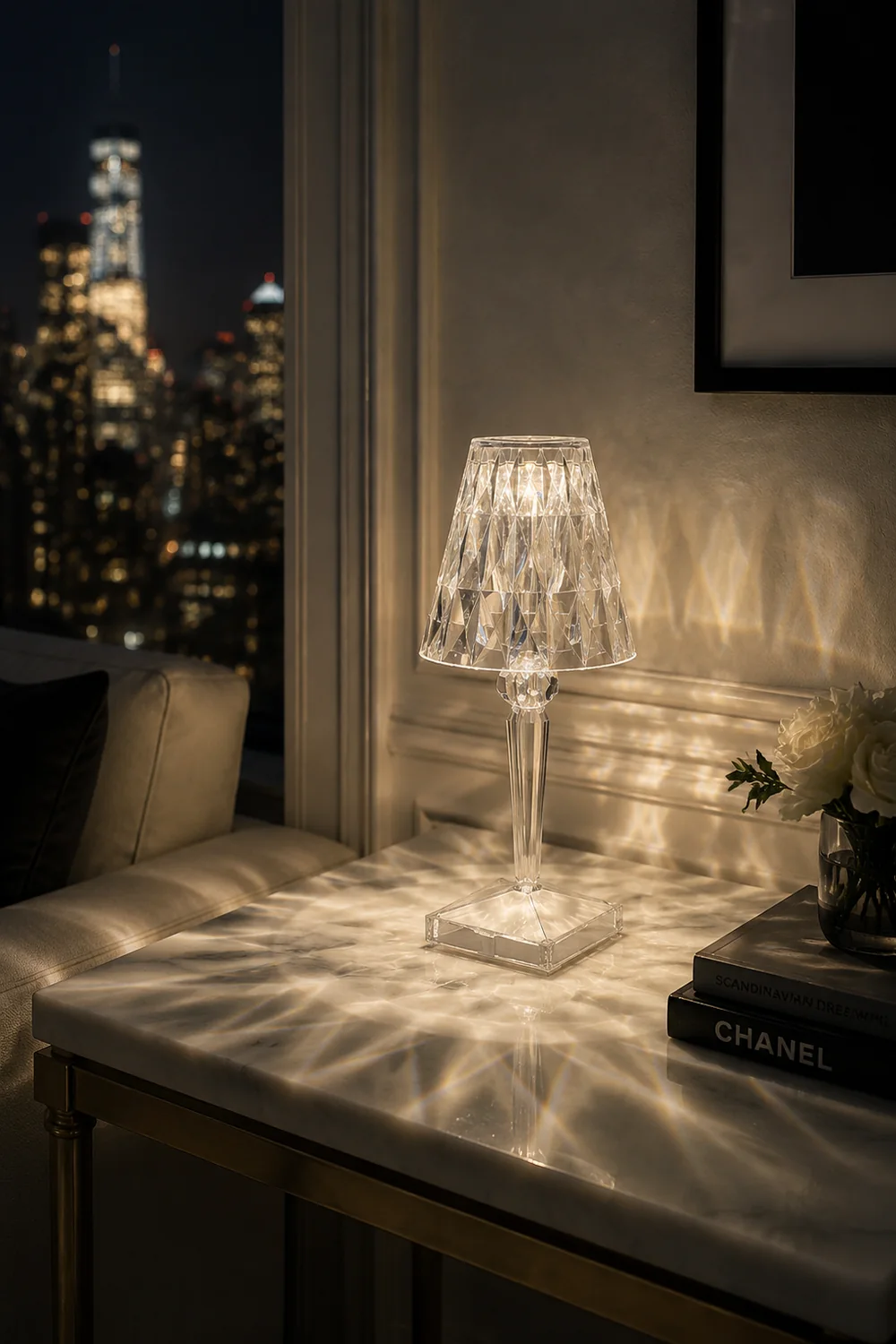 Kristy Design Kristall Diamant Tischlampe Licht, Wohn/Schlafzimmer, Acryl - Lumpaz