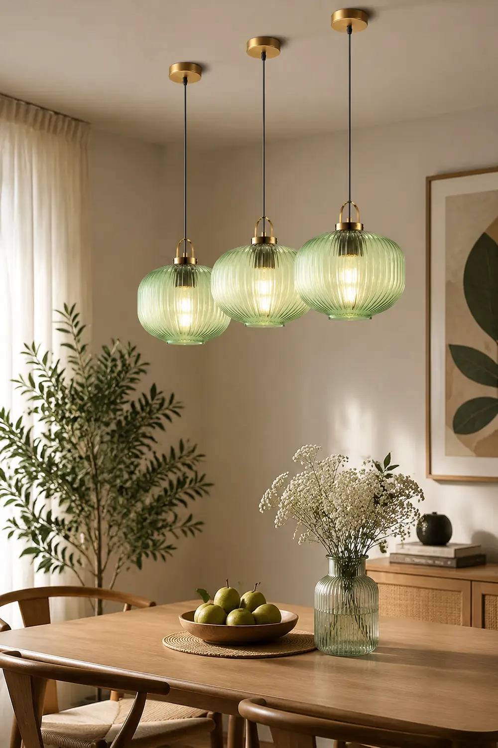 Retro Green Lantern Glass Pendant Lamp - Lumpaz