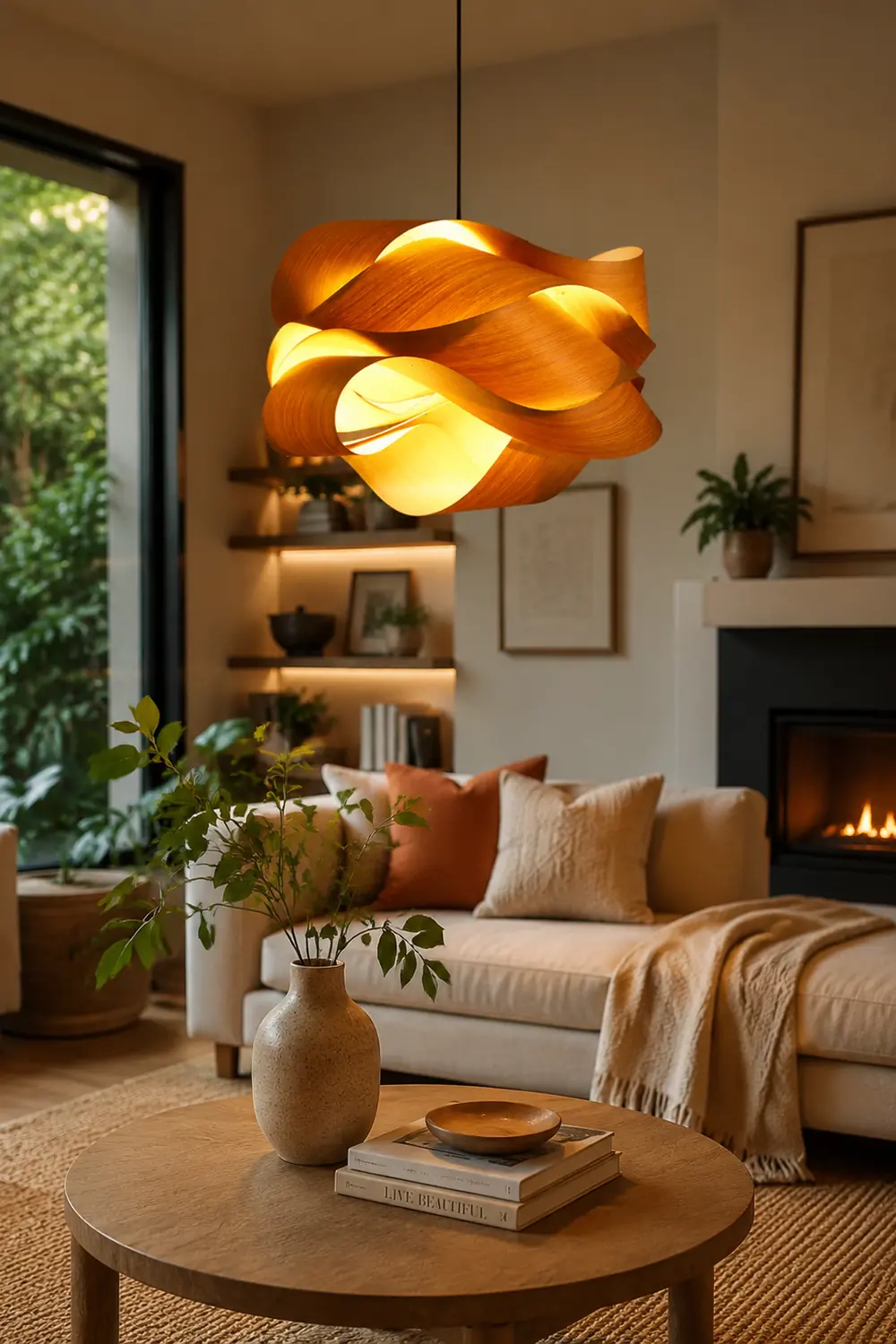 Modern Irregular Wood Pendant Light For Kitchen - Lumpaz