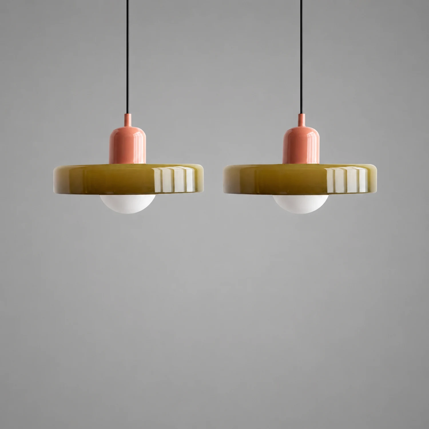 2 Heads Modern Bauhaus Glass Pendant Light - Lumpaz