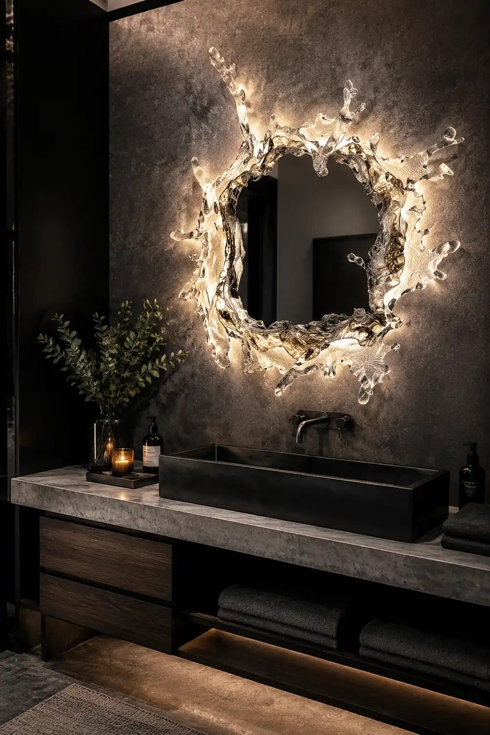 Kristy Wandlampe Wasserrippel Spiegel Licht Farbtemperatur umschaltbar, 2 Farbe, 45/66/88CM - Lumpaz