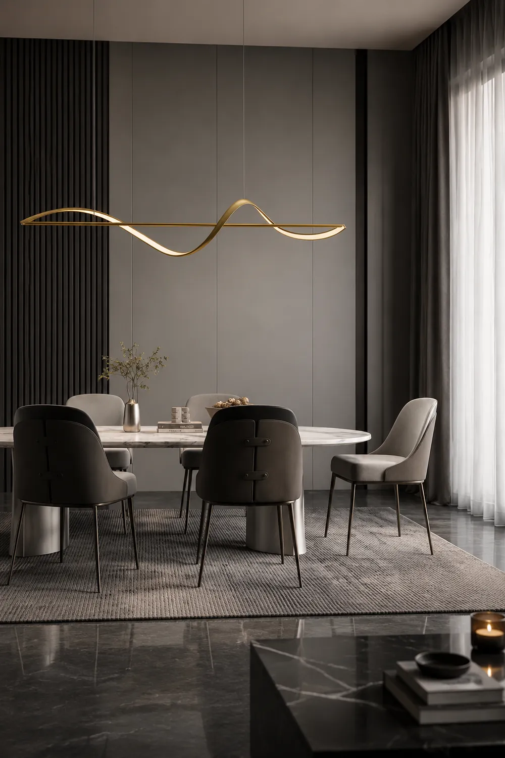 Wellenförmige Pendelleuchte, 120/140CM - Lumpaz