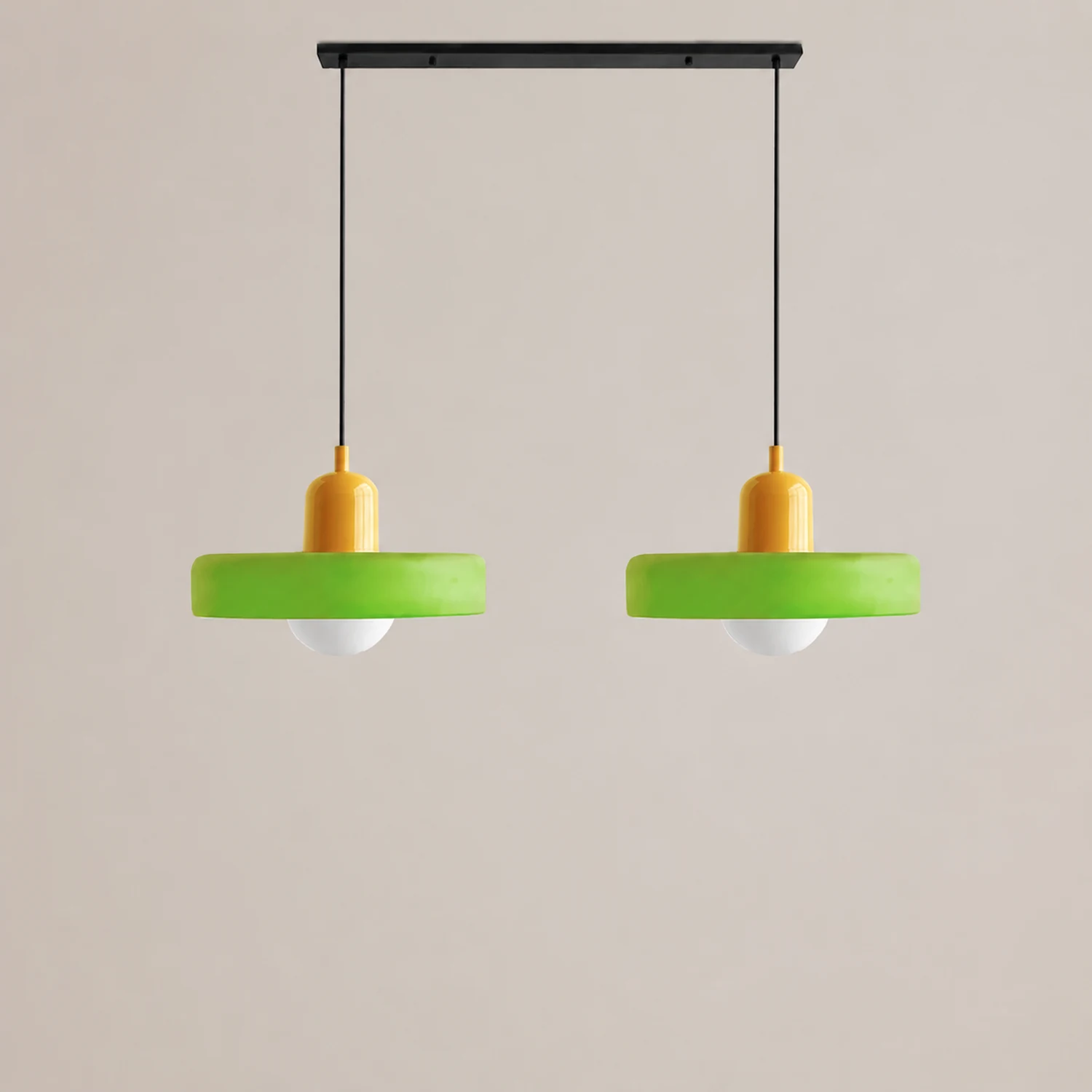 2 Heads Modern Bauhaus Glass Pendant Light - Lumpaz