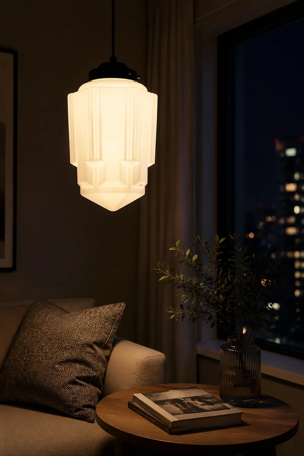 Retro Milk White Glass Geometric Jar Pendant Light - Lumpaz