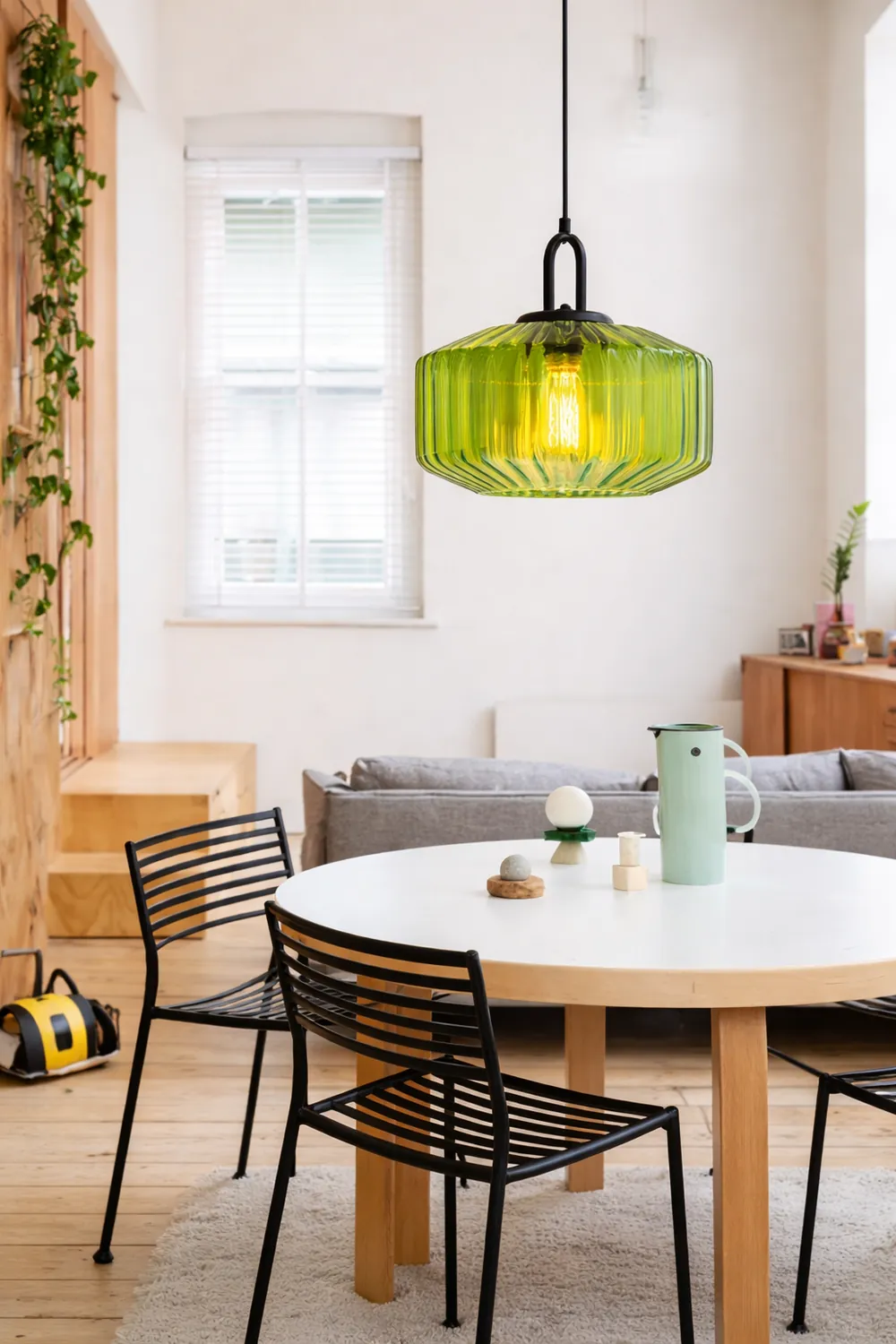 Mid Century Striped Glass Pendant Light - Lumpaz