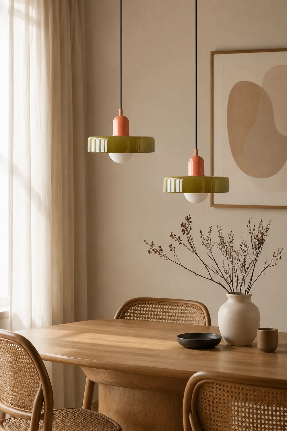2 Heads Modern Bauhaus Glass Pendant Light - Lumpaz