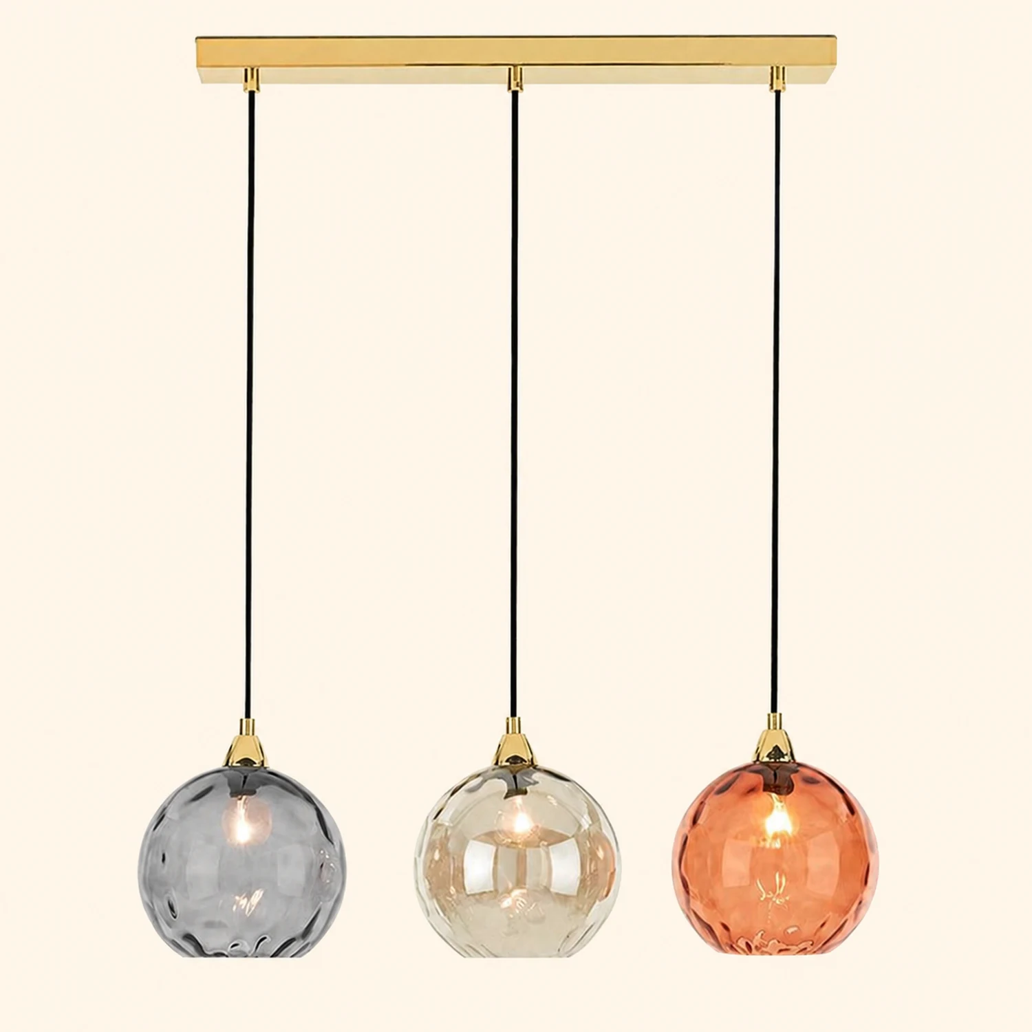 Hailie Pendelleuchte aus buntem Glas, 3 flammig - Lumpaz