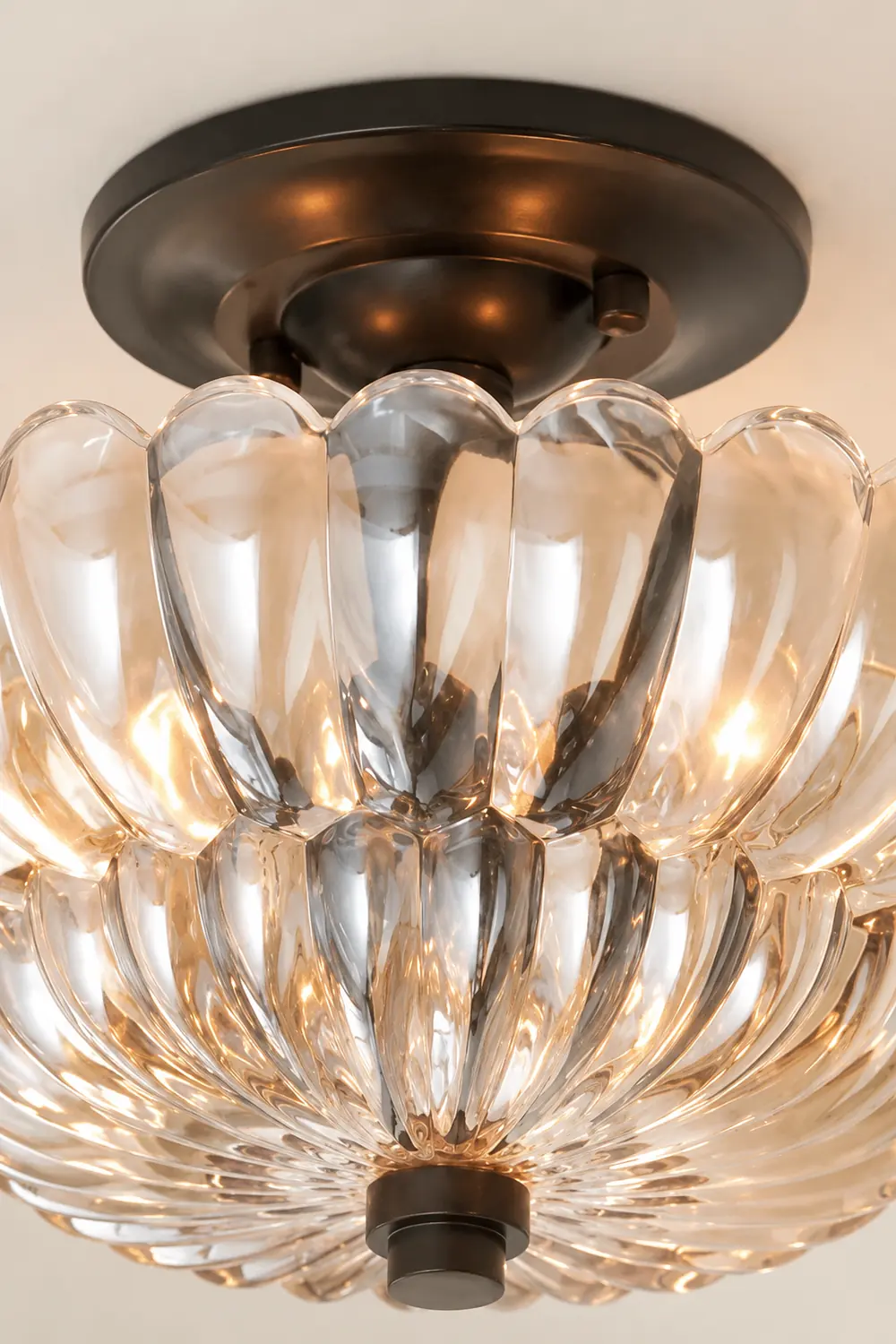 Vintage Amber Glass Semi-Flush Ceiling Light Shades Of Light - Lumpaz