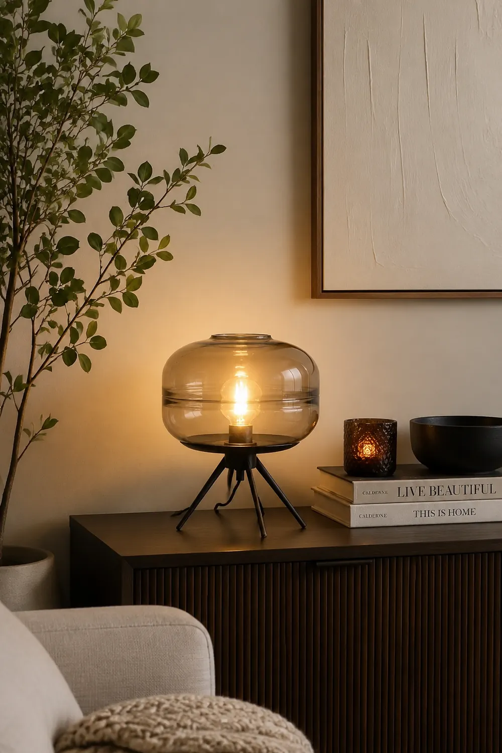 Modern Designer Glass Shade Table Lamp - Lumpaz