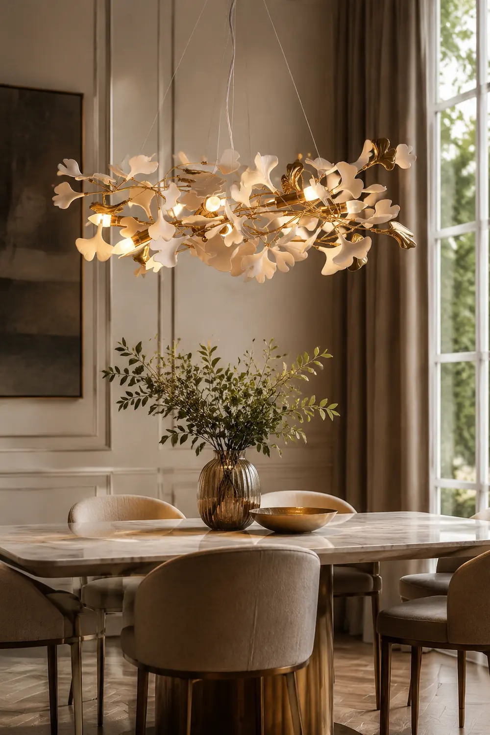 Ophelia Kronleuchter Art Déco-Designs für Foyer, Ginkoblätter Kronleuchter - Lumpaz