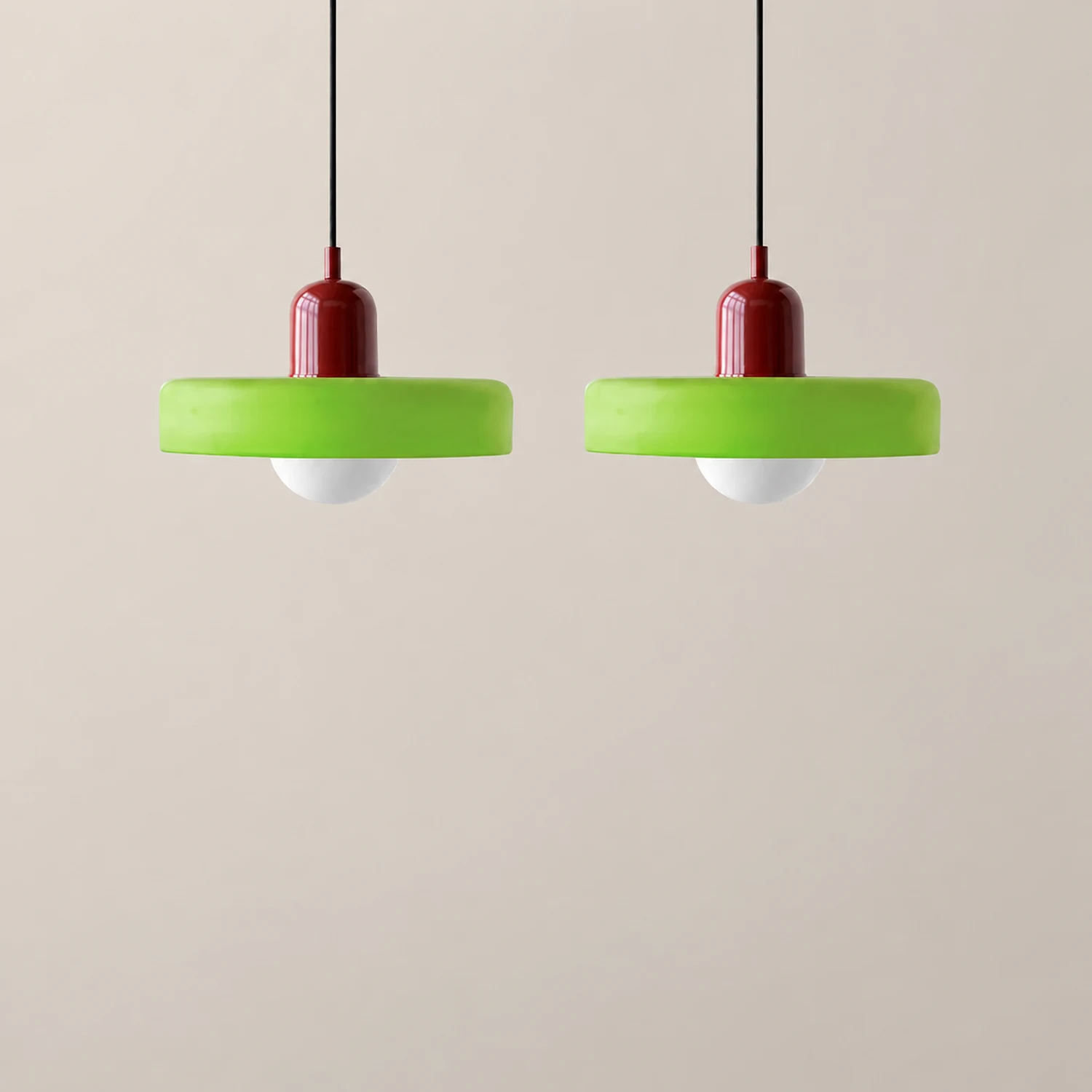 2 Heads Modern Bauhaus Glass Pendant Light - Lumpaz