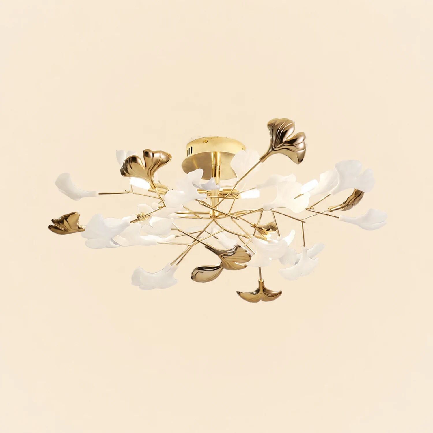 Ophelia Flush Mount Deckenleuchte, 36/47/48/56/60/76 Blätter, Keramik & Metall - Lumpaz