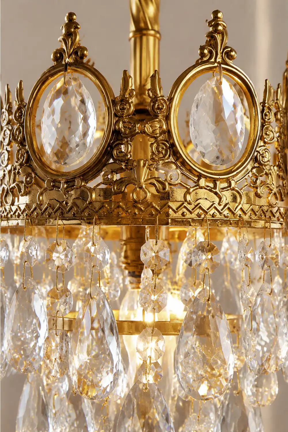 Retro French Gold Crystal Chandelier - Lumpaz