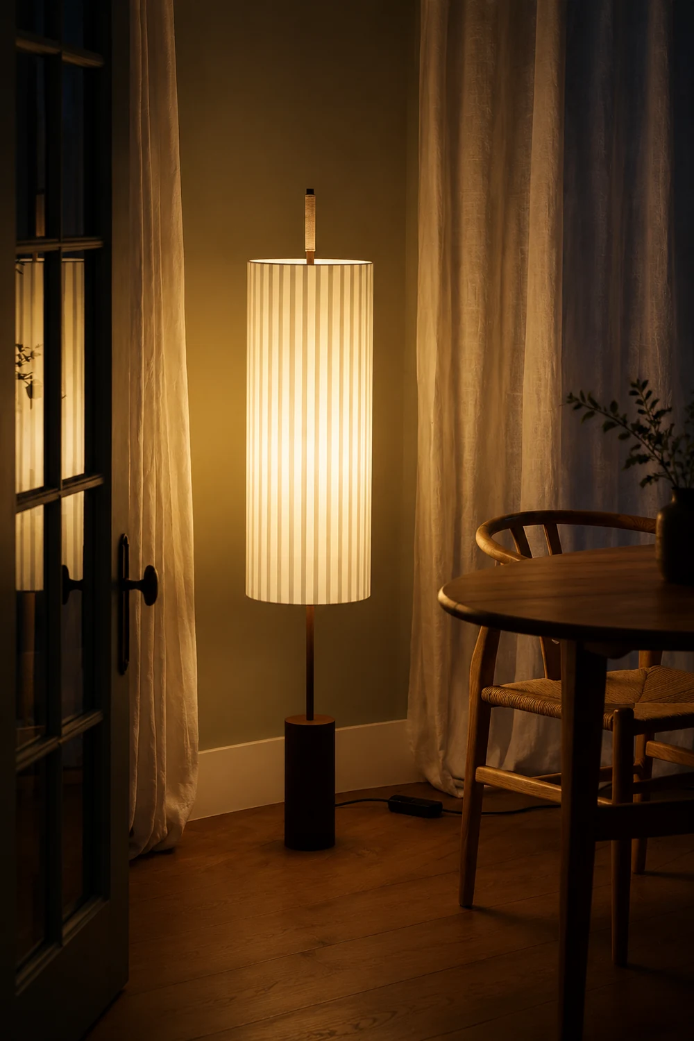 Japanese Style Fabric Wabi Sabi Dorica Floor Lamp - Lumpaz