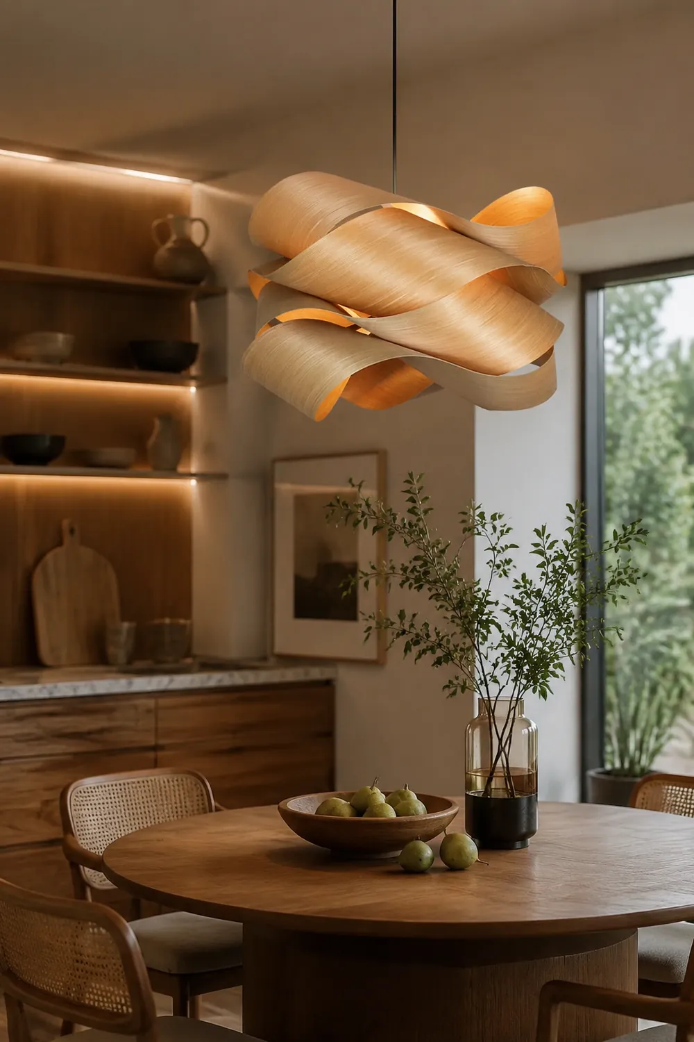 Modern Irregular Wood Pendant Light For Kitchen - Lumpaz
