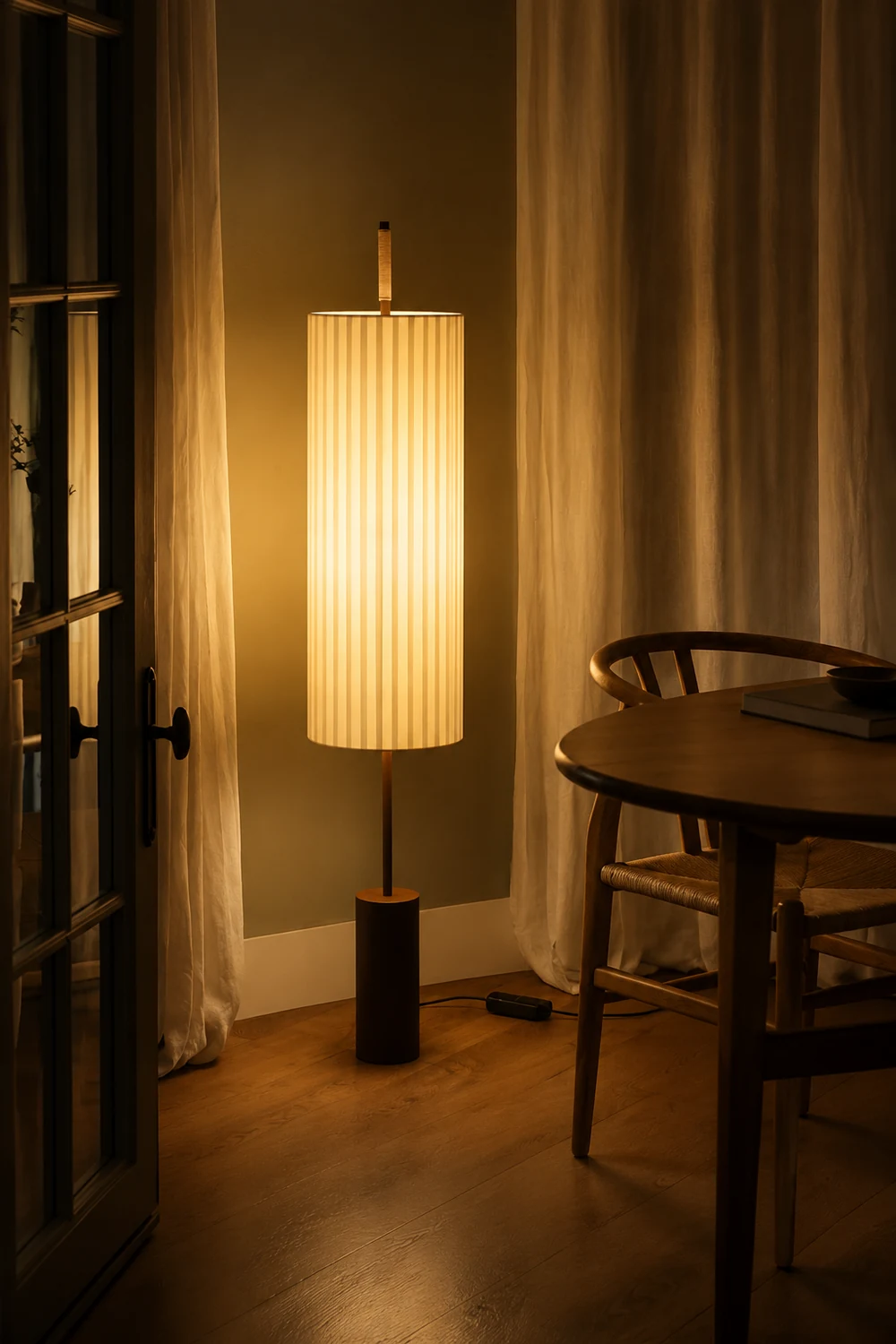 Japanese Style Fabric Wabi Sabi Dorica Floor Lamp - Lumpaz