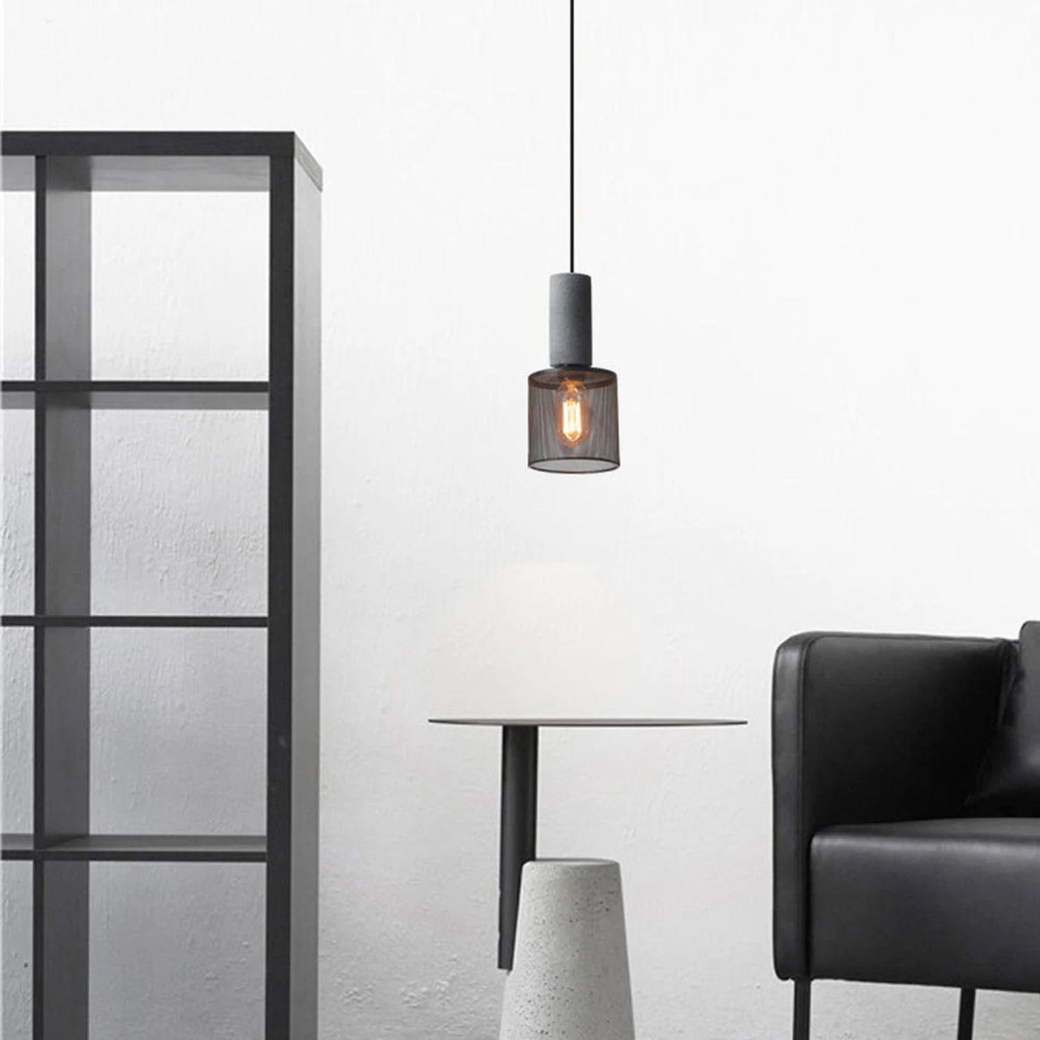 Zaid Industrielle Pendelleuchte, 6 Stile, Zement und Metall - Lumpaz