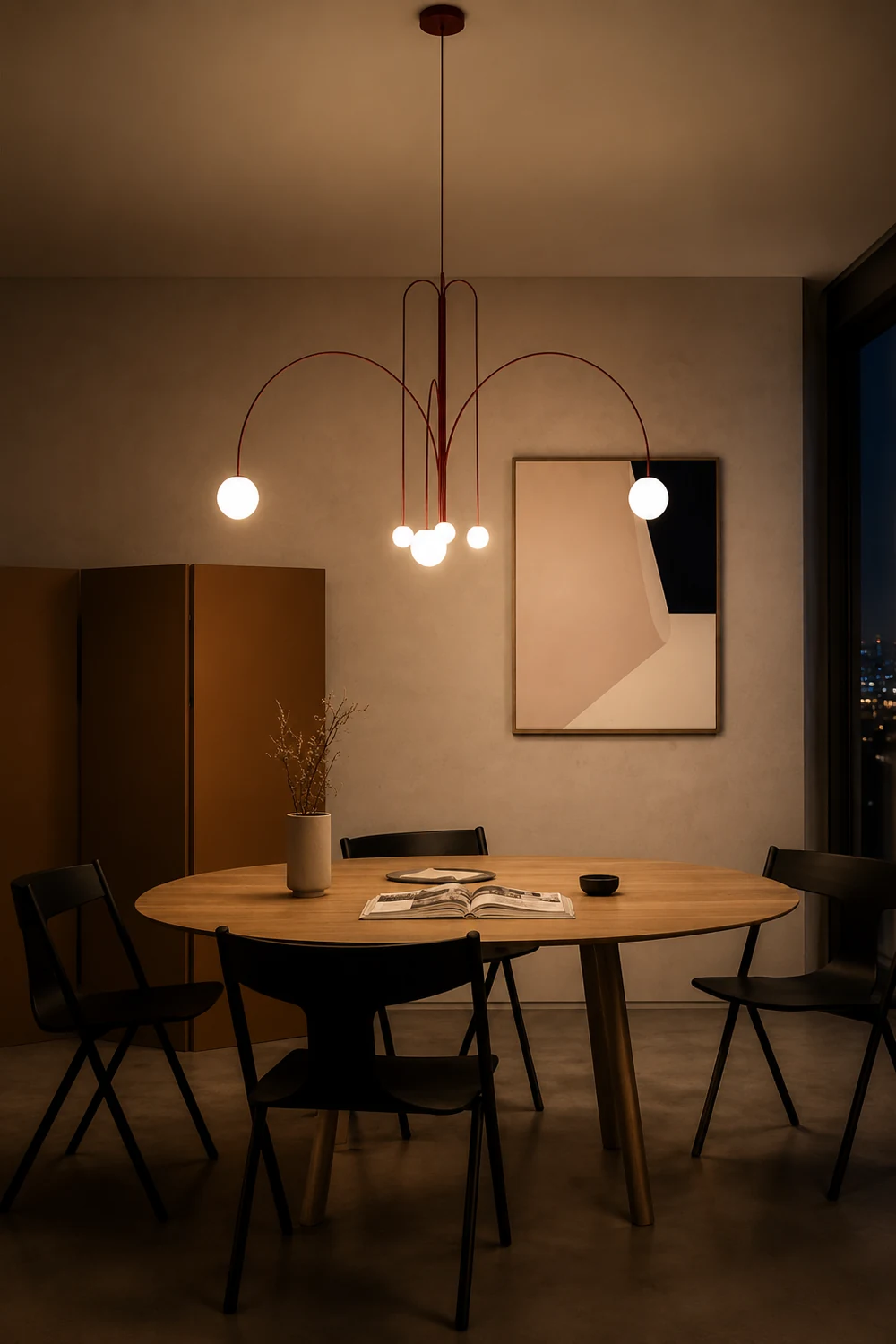 Red Art Deco Long Line Type Metal Pendant Light - Lumpaz