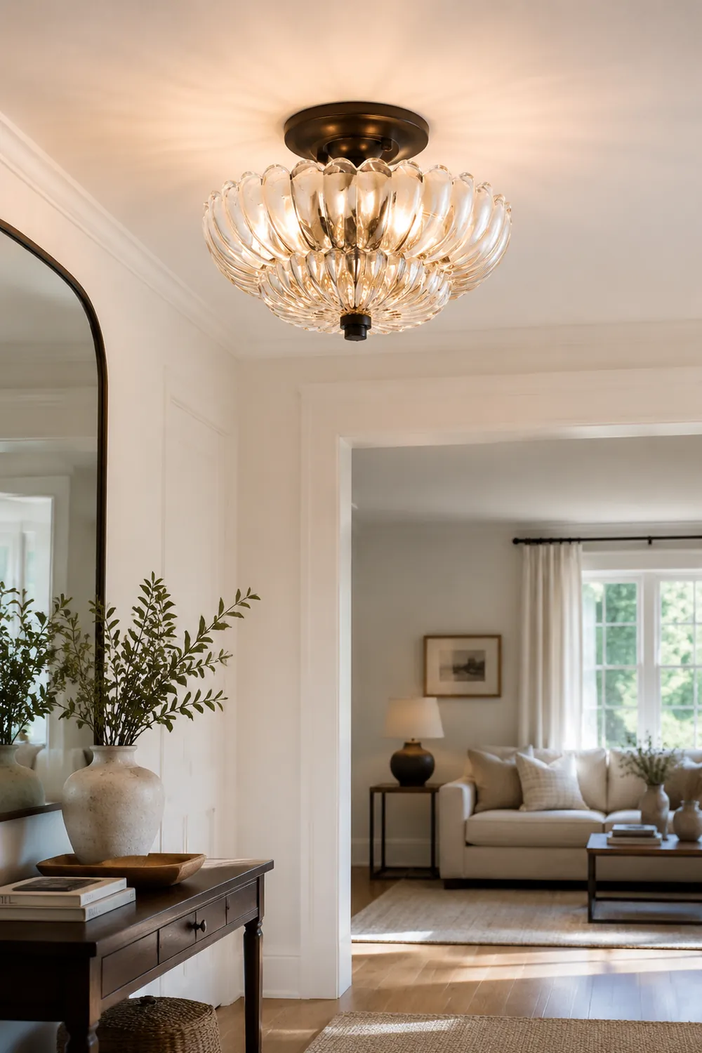 Vintage Amber Glass Semi-Flush Ceiling Light Shades Of Light - Lumpaz
