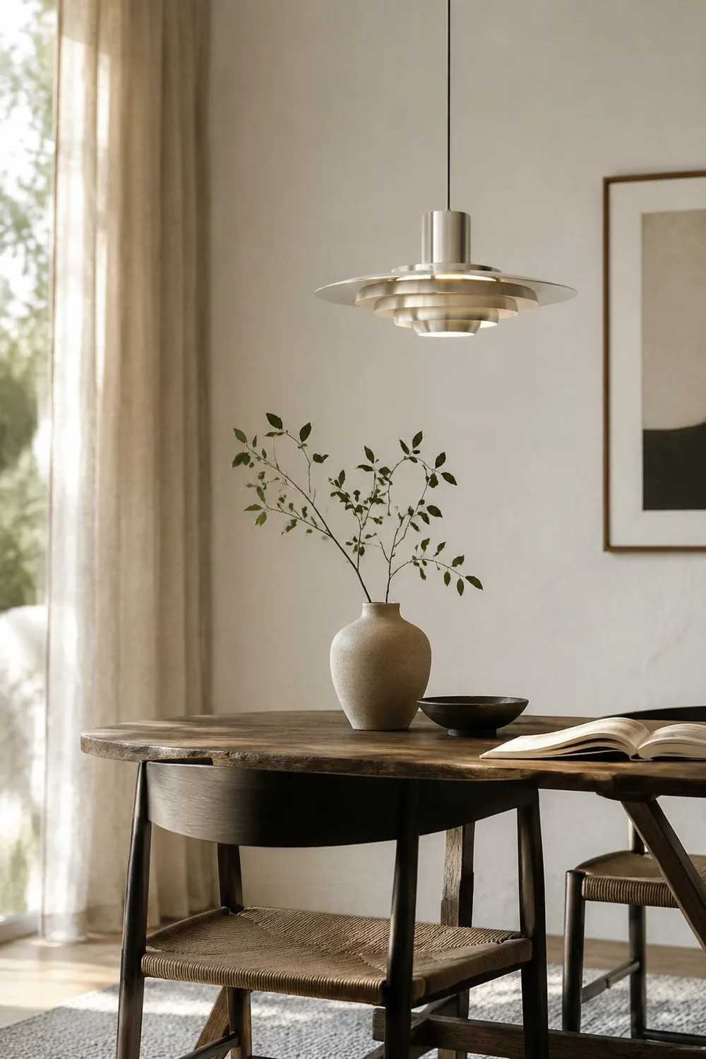 Large Brass Mid Century Modern Hanging Lamp Pendant Light - Lumpaz