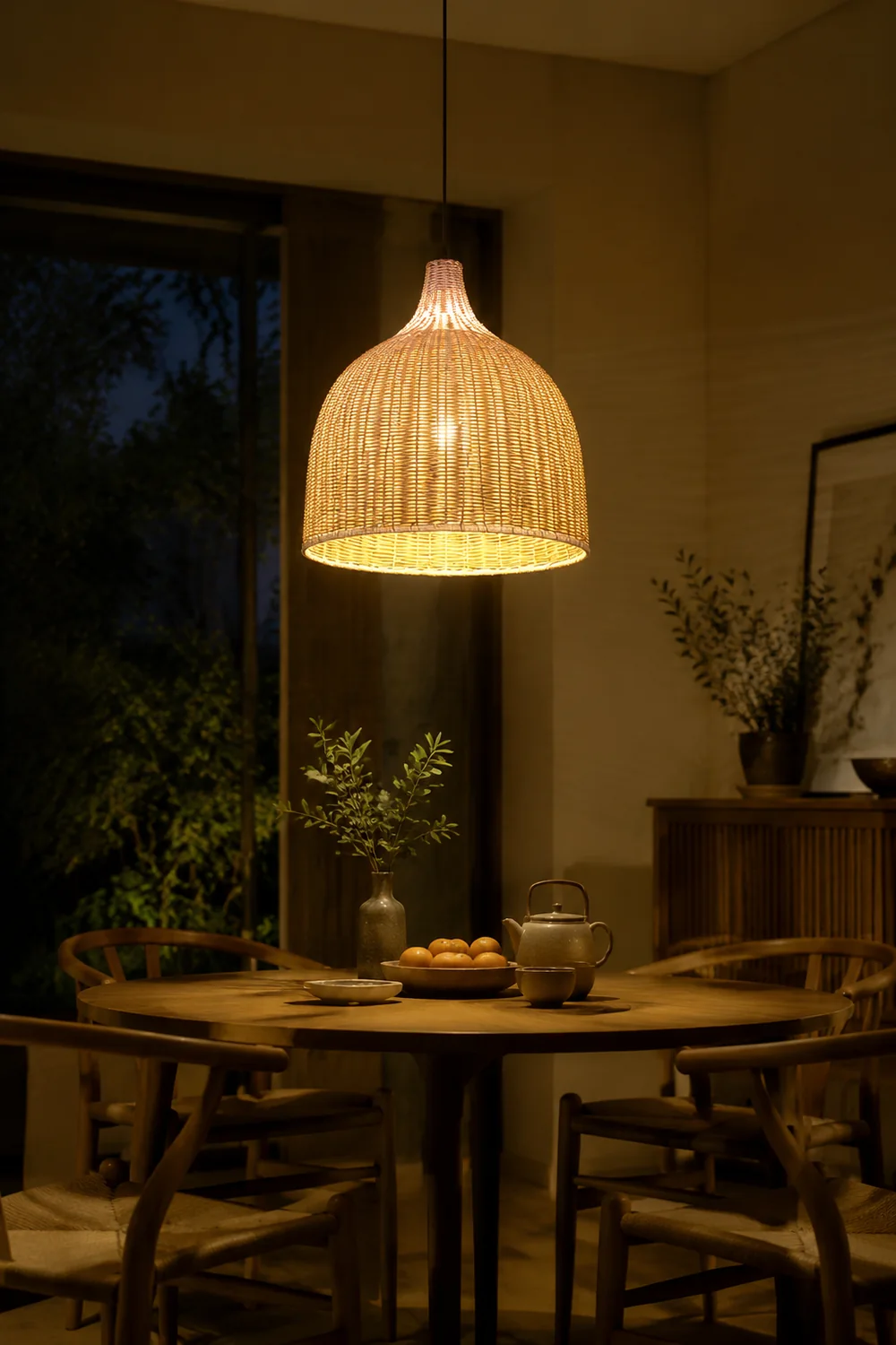 Bamboo Rattan Basket Pendant Light For Kitchen - Lumpaz