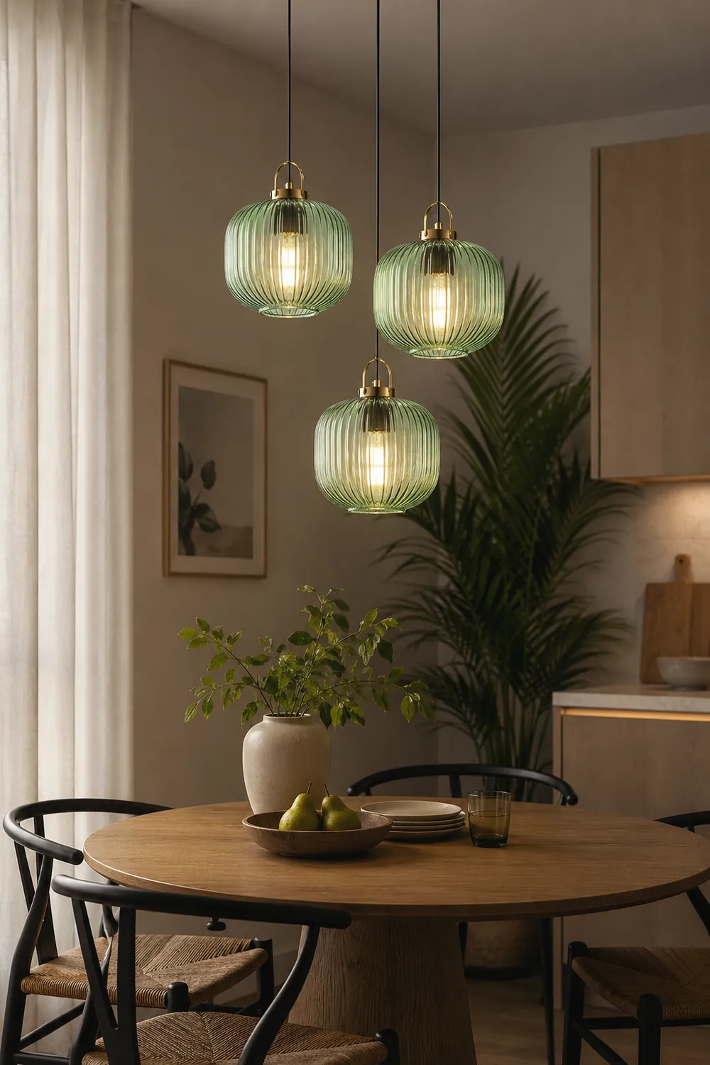 Retro Green Lantern Glass Pendant Lamp - Lumpaz