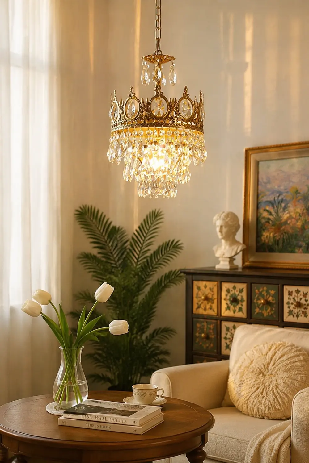 Retro French Gold Crystal Chandelier - Lumpaz