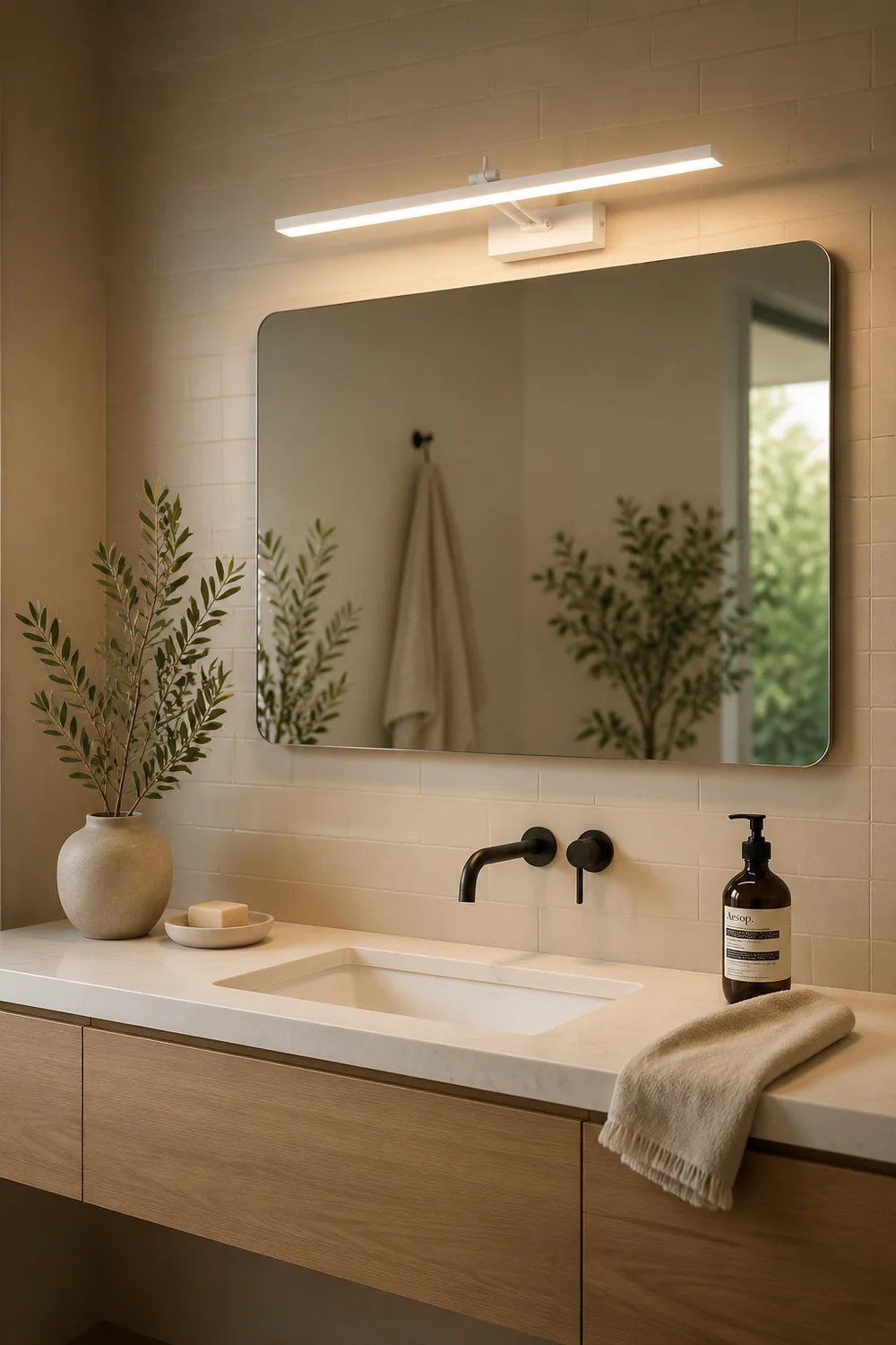Edge Spiegelfront Waschtisch-Wandleuchte, 2 Farbe, L40/50/60/70CM - Lumpaz