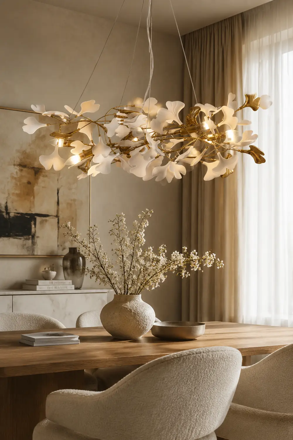 Ophelia Kronleuchter Art Déco-Designs für Foyer, Ginkoblätter Kronleuchter - Lumpaz