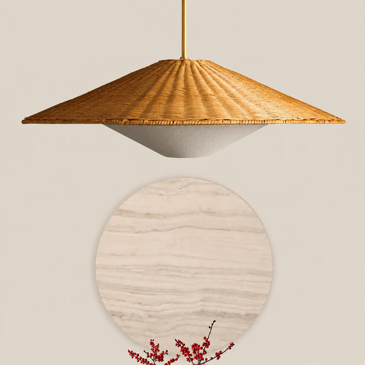 Retro Rattan Handwoven Zen Pendant Light - Lumpaz