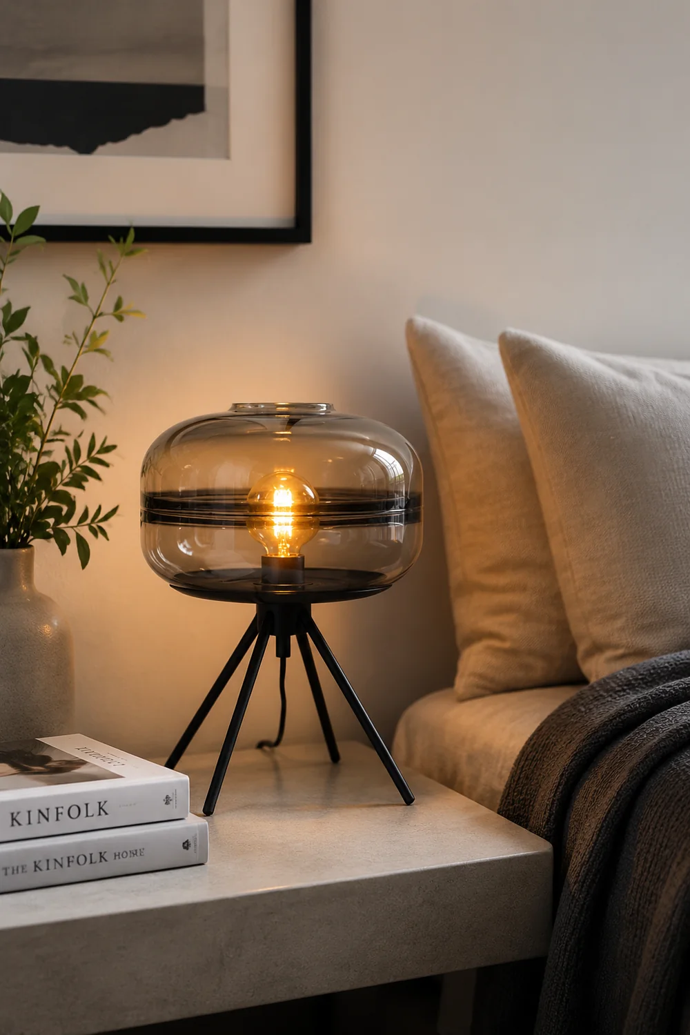 Modern Designer Glass Shade Table Lamp - Lumpaz