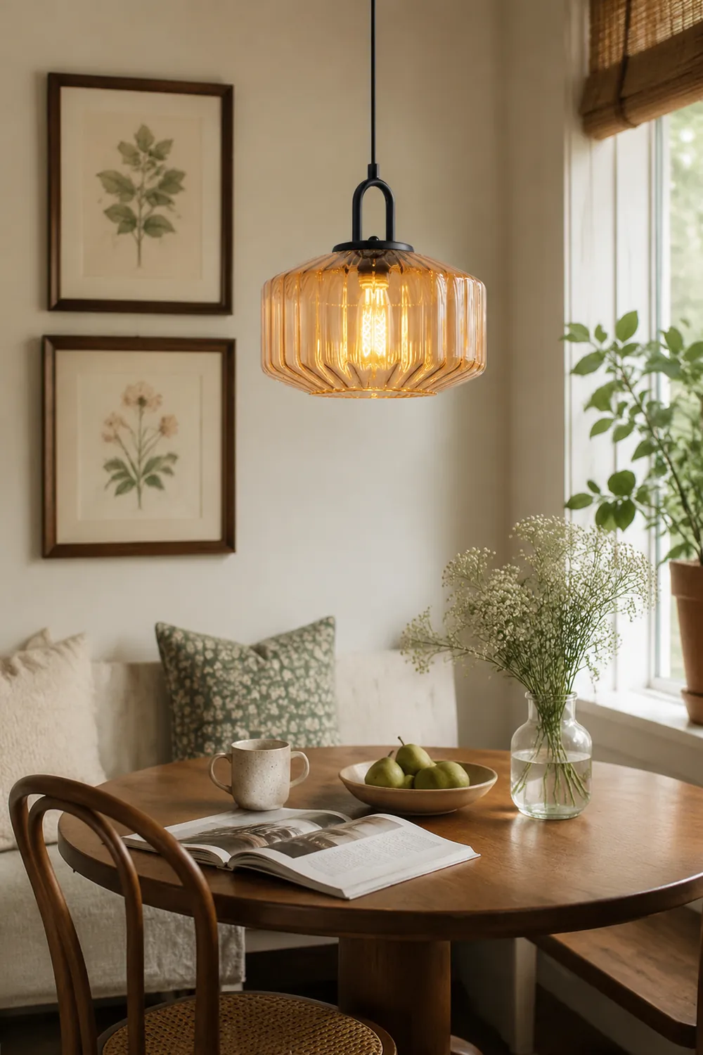 Mid Century Striped Glass Pendant Light - Lumpaz