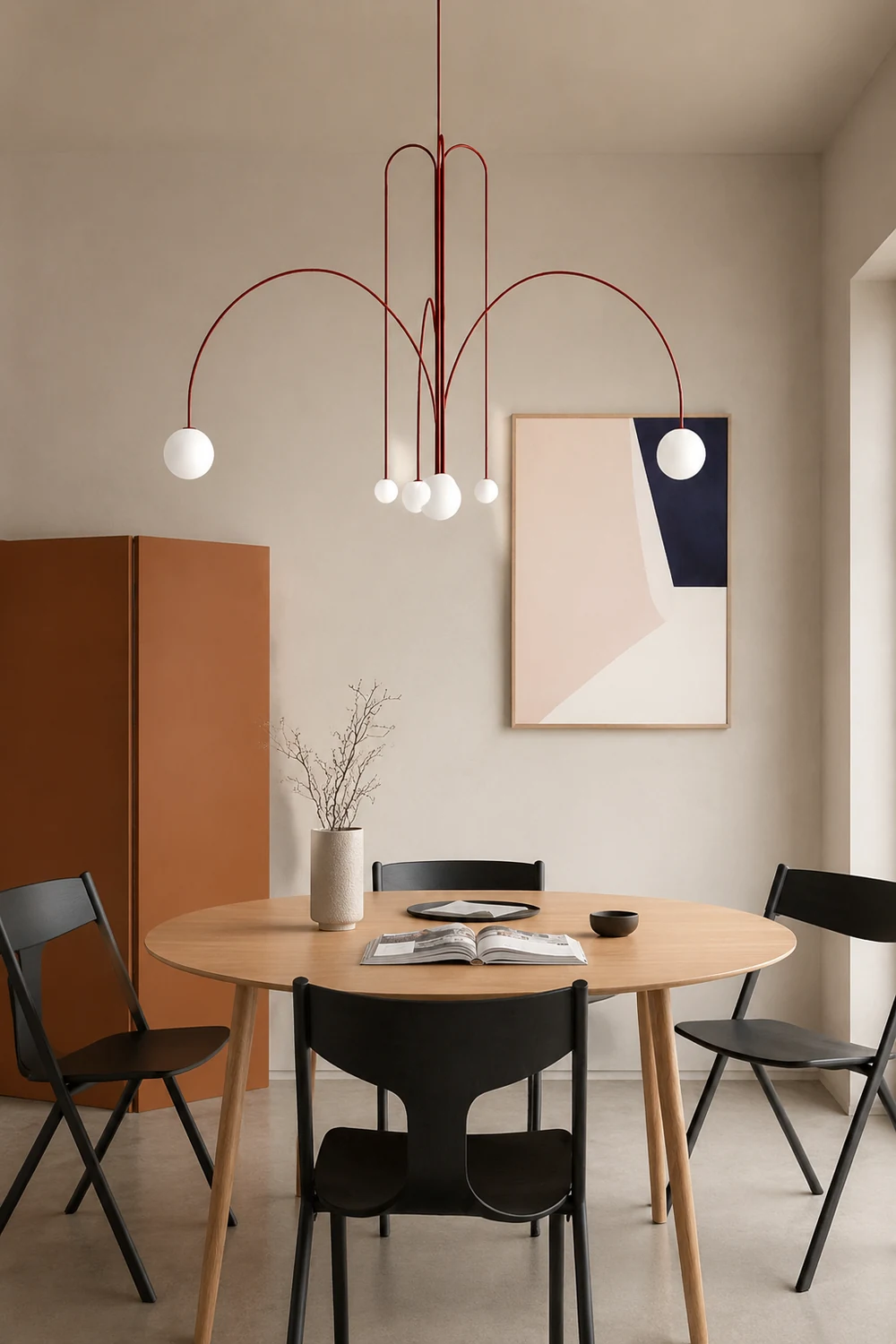 Red Art Deco Long Line Type Metal Pendant Light - Lumpaz