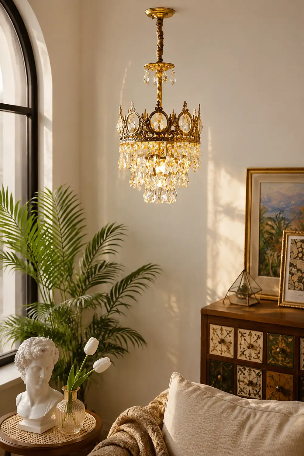 Retro French Gold Crystal Chandelier - Lumpaz