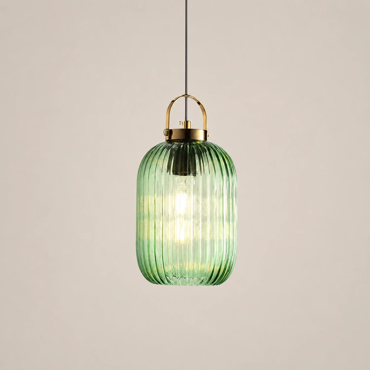 Retro Green Lantern Glass Pendant Lamp - Lumpaz
