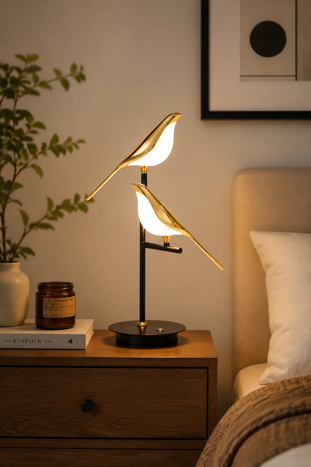 Golden Bird Table Lamp for Bedroom - Lumpaz