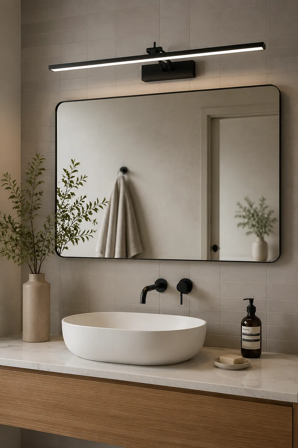 Edge Spiegelfront Waschtisch-Wandleuchte, 2 Farbe, L40/50/60/70CM - Lumpaz